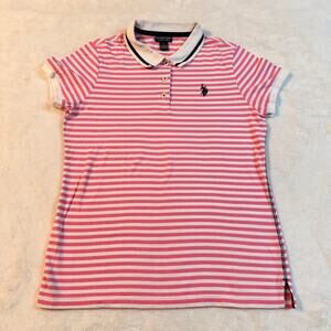 Vintage Pink Stripped Womens U.S Polo Assn Polo